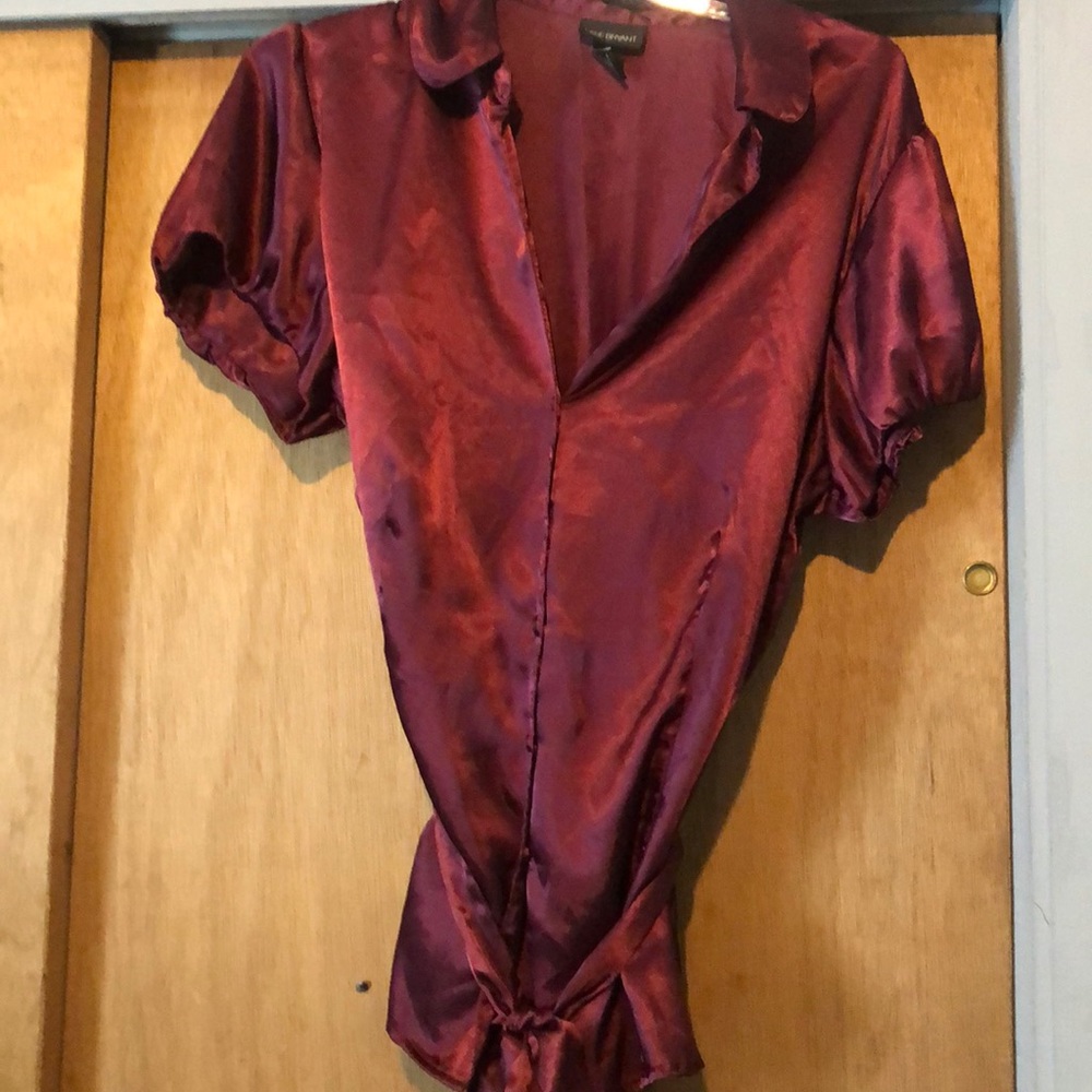 Satin belted blouse